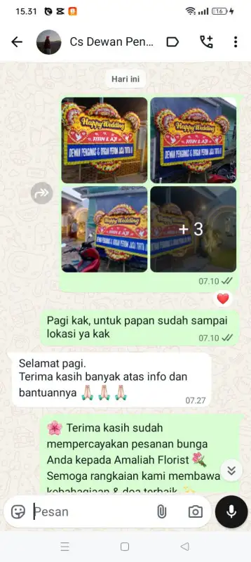 Testimonial papan bunga TAKALAR